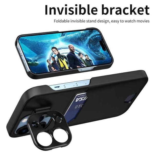 iPhone 12 Pro Max Stødabsorberende Cover med Kortholder Glitch Marinblå
