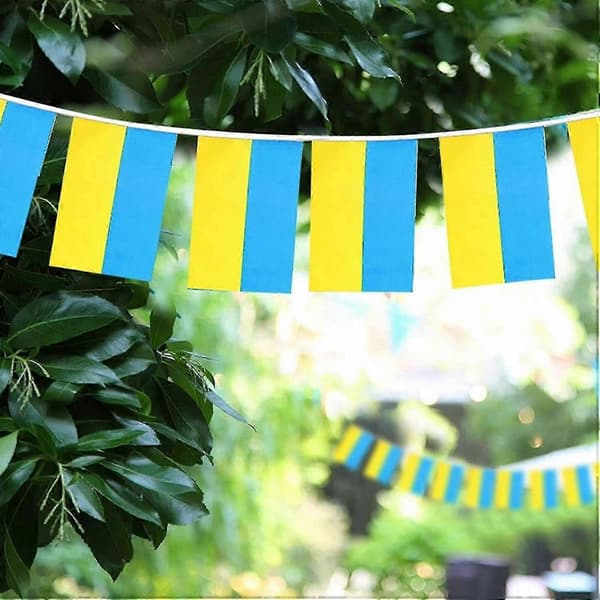 Slitesterk 5m Polyester Ukrainsk Flaggbanner 20 Stk Værbestandig Hjem Hage Dekor