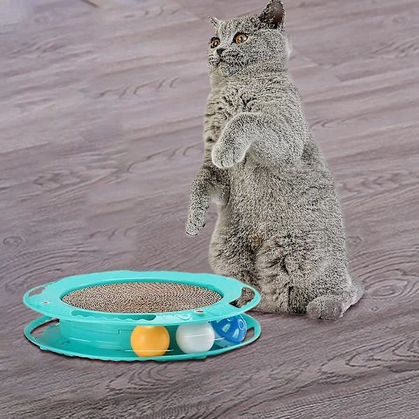 Cat Scratching Toy Rund Cat Scratcher Board med boll Interaktiv leksak Träning Kattleksak för att flaxa, slå och jaga Gratis frakt