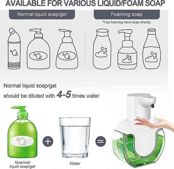 Bedste 2026 Automatisk Sæbedispenser, USB Genopladelig, 4-Niveau Kontrol Skumsæbedispenser, 430 ml Vægmonteret Sæbedispenser, Brusesæbedispenser til