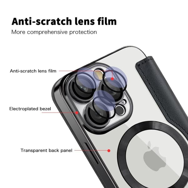 iPhone 16 Pro Max Cover MagSafe Flip Læder RFID Sort 75