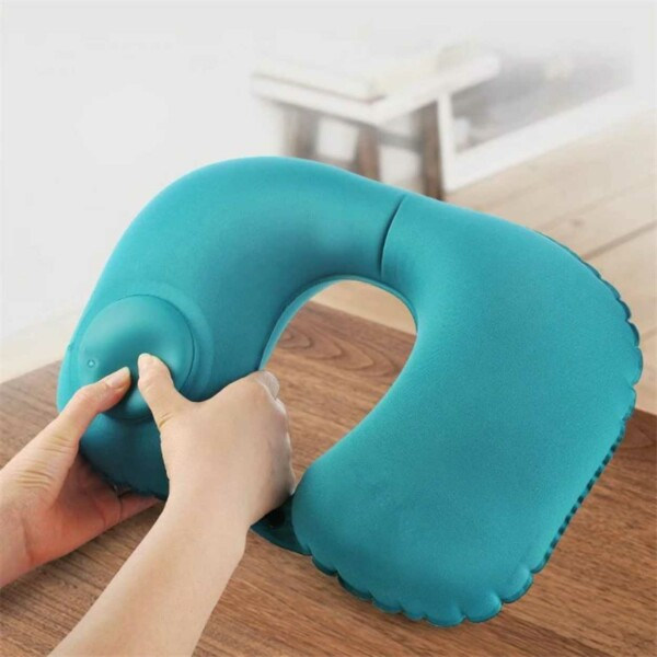 Uppblåsbar resekudde med pump, kompatibel med flygresor, svart black one size