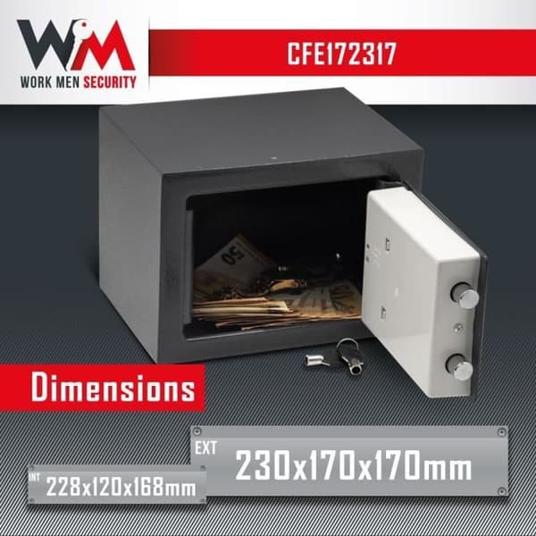 Elektronisk safe - Work Men Security - CFE172317 - Utvendige mål 17 x 23 x 17 cm
