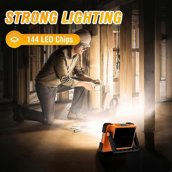 100W Genopladelig Solar Arbejdslampe 144LED 10000LM 4 Tilstande IP66 Bærbart Stativ