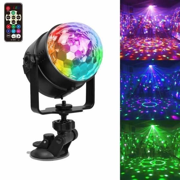 DJ-lys, bærbart LED-diskolys, festlys, scenelys - 7 RGB-farver til diskotek, jul, bryllup, KTV