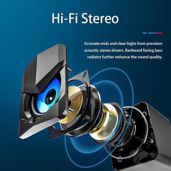 1,5\" - Sort Opgradering - LED Højttaler til Stationær Computer, PC Højttaler, Boombox, Sonos