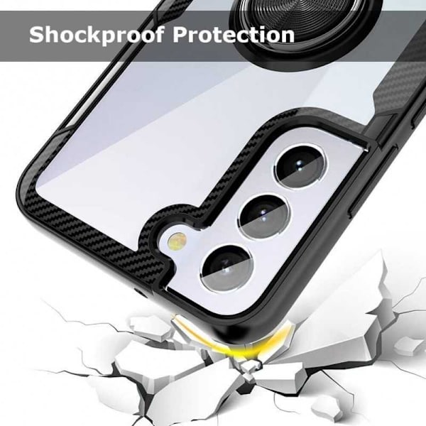 Kompatibel med Samsung S22 Praktisk Stødsikkert Cover med Ringholder V4 Transparent Transparent