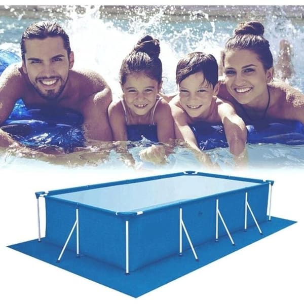 Poolgulvmåtte, overjordisk poolmåtte 500x300CM, foldbar rektangulær vandtæt poolgulvmåtte