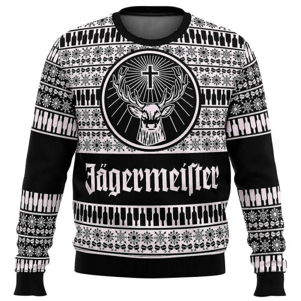 Bebetter Jagermeister Ugly Christmas Sweater Pullover Herre 3d Sweatshirt Toppe Efterårs- og vintertøj i høj kvalitet