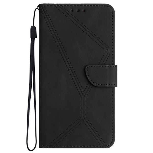 SKALO Motorola Moto E14 4G Præget PU Læder Wallet Case - Sort Black Svart