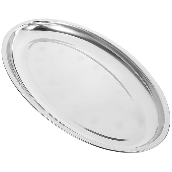 Restauranganvändning Rostfri Stålplåt för Servering 3st Ovala Silverbrickor