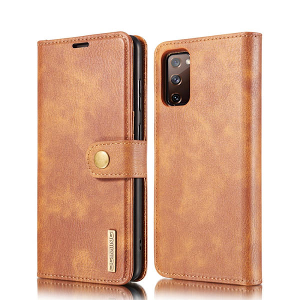 DG.MING 2-i-1 Magnetplånbok Kompatibel med Samsung Galaxy S20 FE Cognac