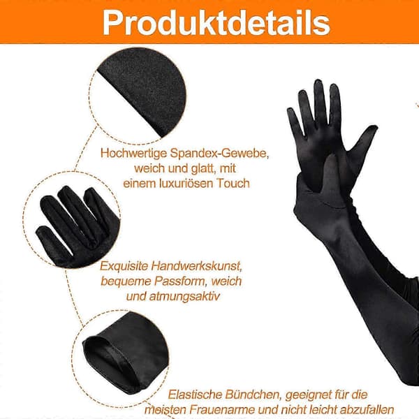 Etikettihanskat, pitkät hanskat, mustat