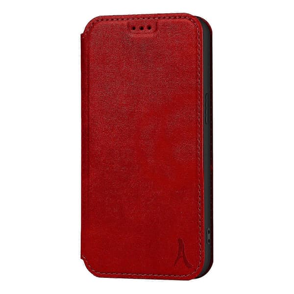 Fodral för 12 Mini Läder Korthållare Stativ, Röd Red