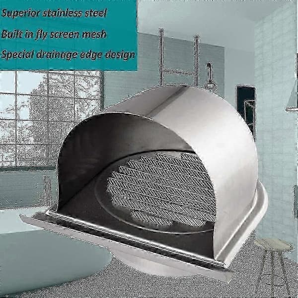 6 tommer 150 mm vandtæt vægventilationshætte i rustfrit stål Silver