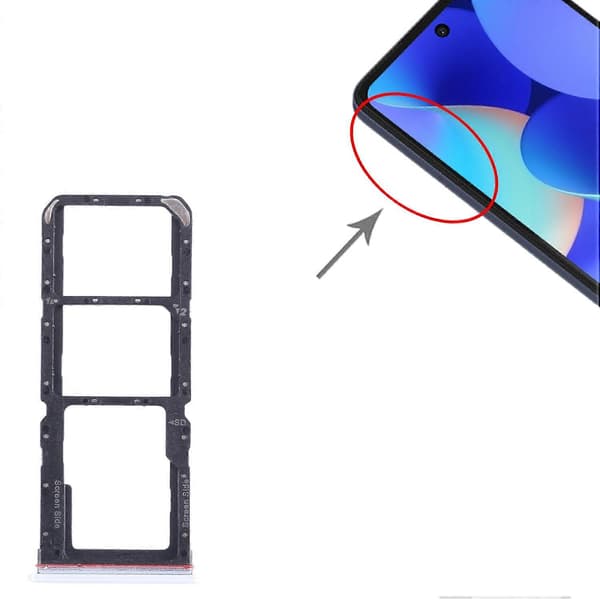 For Tecno Spark 10 Pro KI7 SIM + SIM-kortbrett + Micro SD-kortbrett White