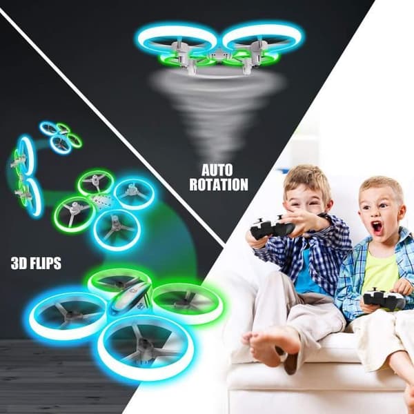 Mini Drone - RC - Quadcopter - Højdehold - Blåt Lys - 2 Batterier
