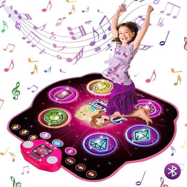 Dansematte - Jenteleker - Flerfarget - Bluetooth - 6 LED-er - 27 Vanskelighetsgrader