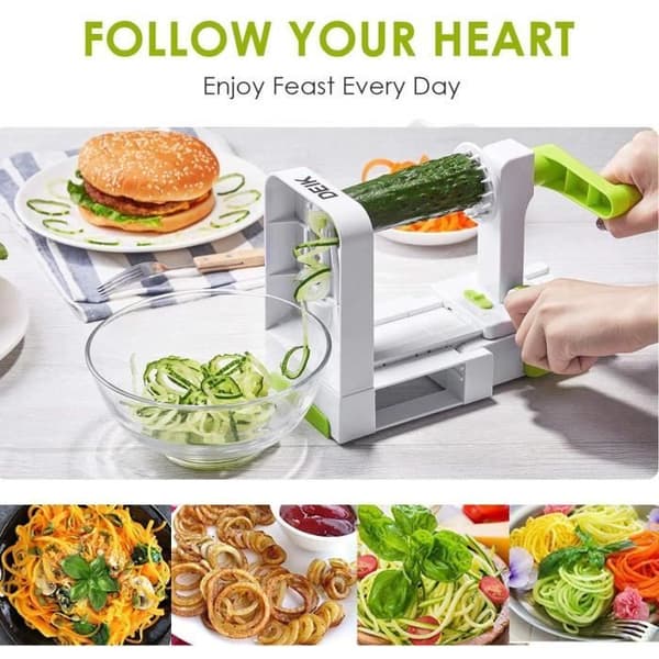 Grønnsakskutter - Spiralizer med 5 blader - Rustfritt stål - Sammenleggbar - Sugekopp for stabilitet