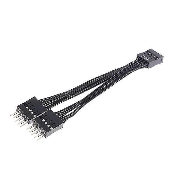 2 stk. computer bundkort USB-forlængerkabel 9-benet 1 hun til 2 han Y-splitter lyd HD-forlænger black