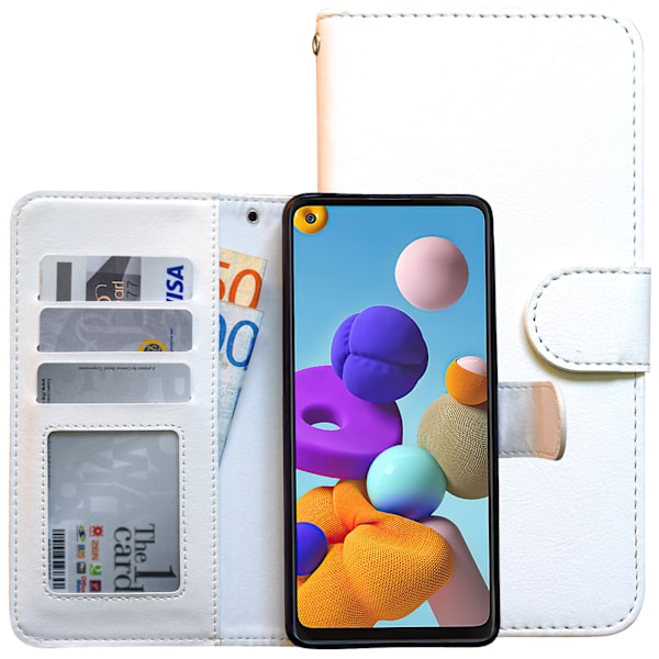 Suojaa Galaxy A21s - Nahkakotelo! Brun