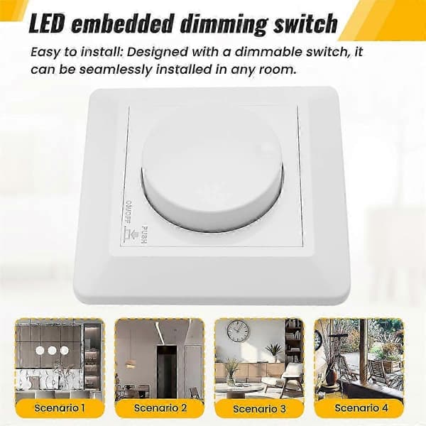 LED Dimmerbryter, Innfelt Dimmer for Dimbar LED og Halogen, 5-300 W Dimmerbryter LED, Pha Edition 0428