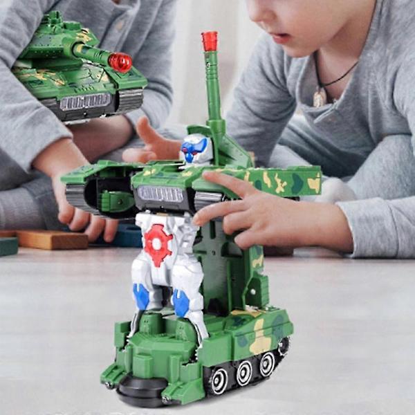 Barneleke Deformasjonstankroboter LED-lys Musikk Tankbil Elektrisk Kamp Blits