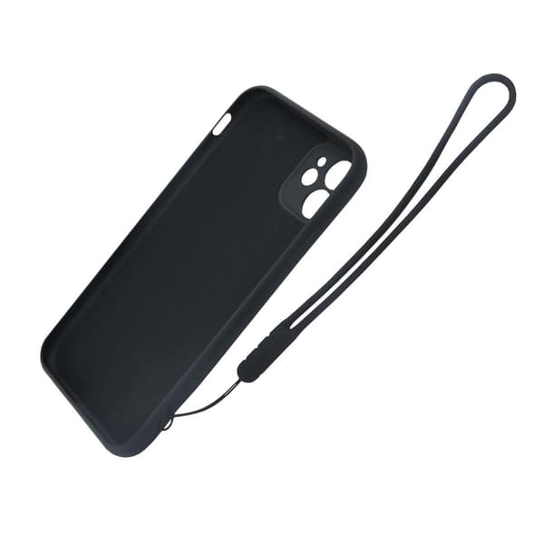 iPhone 11 Silikondeksel med Ringholder og Håndstropp - Svart