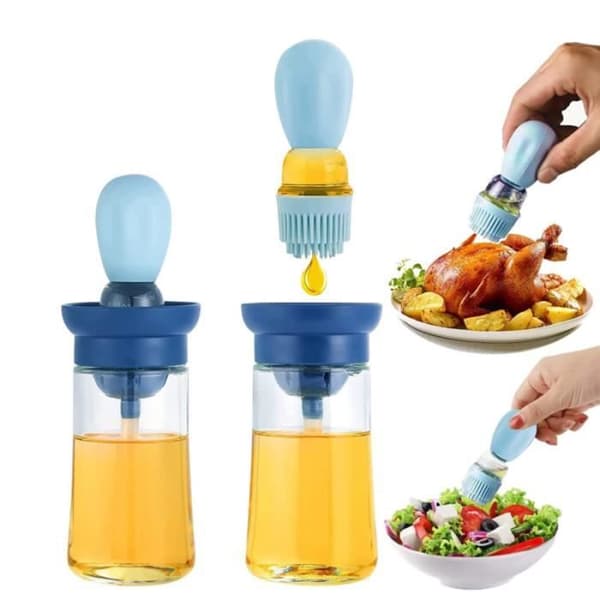 Olje flaske - ZGEER - 200 ml - Silikon - Integrert børste - Blå