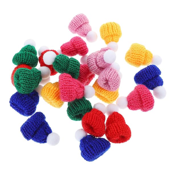 Mini julhattar Mini stickade ullhattar för DIY 24 st blandade färger