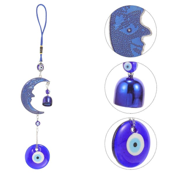 Blå Evil Eye Måne Hengende Pynt til Bilpynt