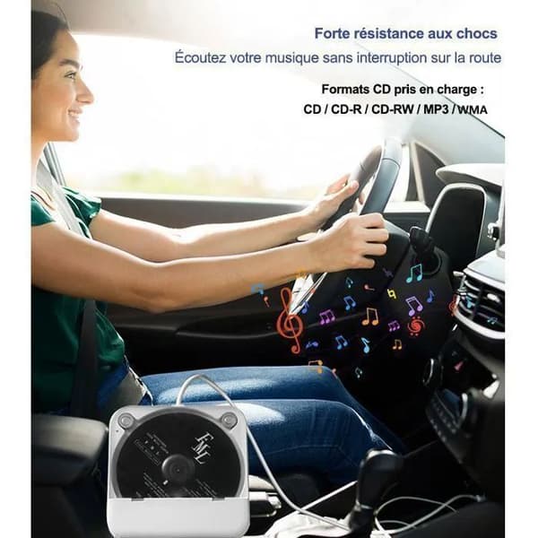 Bil CD-afspiller - Universal ekstern bil CD-afspiller - AUX/USB-interface - HiFi - 133 x 25 mm, hvid
