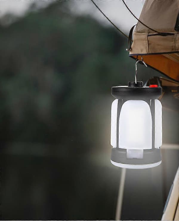 LED Campinglanterne Solcellelampe USB Genopladelig 6 Tilstande Belysning 360 Sammenfoldelig