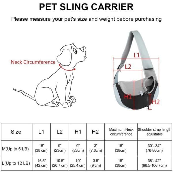 Skuldertaske til små og mellemstore hunde og katte - Sort - Medium