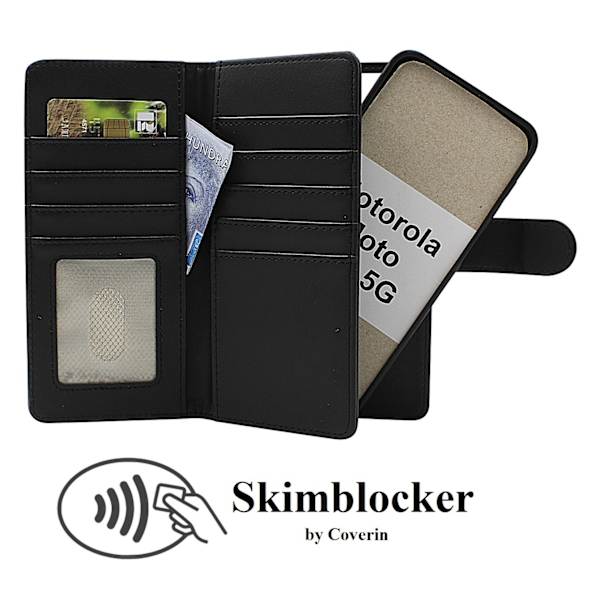 Skimblocker Motorola Moto G55 5G XL Magneettilompakkokotelo Mörkblå