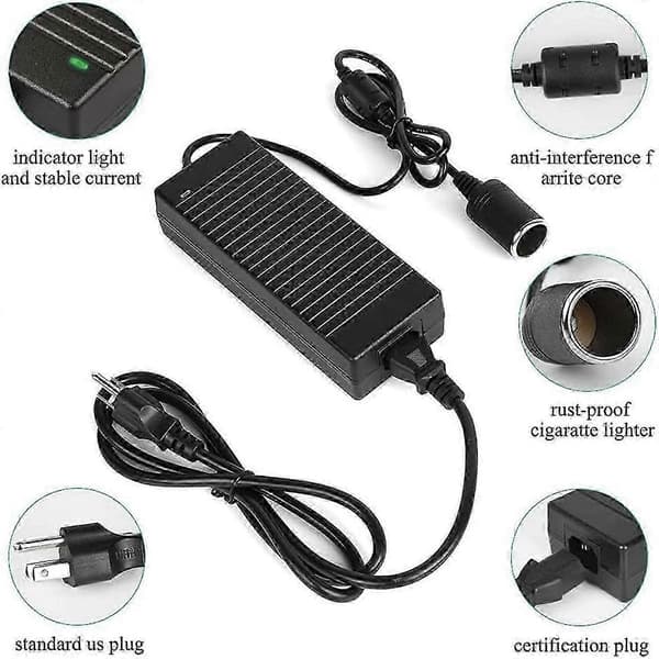 Bilstrømadapter Strømomformer AC-adapter DC 110V / 220V til 12V 10A Strømadapteromformer