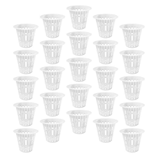 Hydroponiska nätkrukor för växtrotsfixering 50 st vita PE-plastkorgar