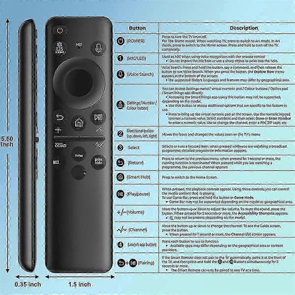 BN59-01455A TM2360E Erstatningsfjernkontroll for Smart-TV Black