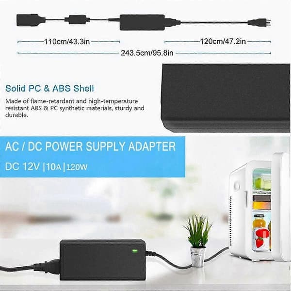 Bilstrømadapter Strømkonverter AC-adapter DC 110V / 220V til 12V 10A Strømadapterkonverter