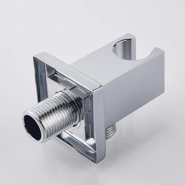 Forkromet slangeforbinder med messing Keymark håndbruserholder, brusealbue med holder, håndbruser sandforbinder