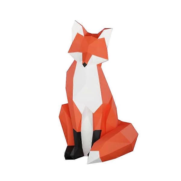 ZK-1st Fox Papperspysselset, Abstrakt Low Poly Djur DIY Kit Heminredning