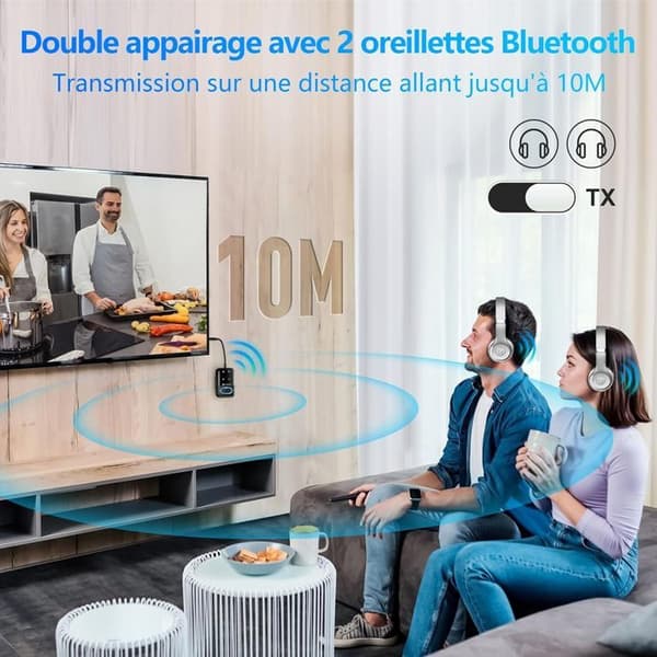 Bluetooth 5.3 sender/modtager - Bluetooth-adapter til TV-lyd 3,5 mm med RCA-kabel