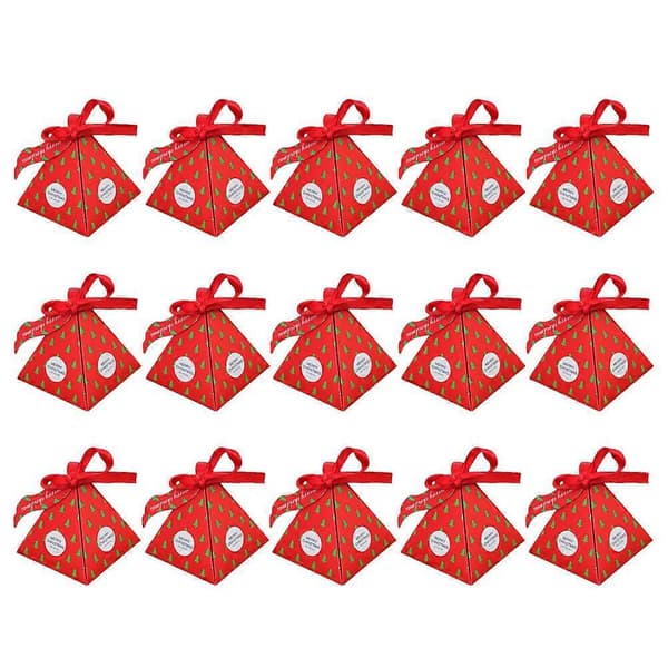 Julgodislåda Papper Dekorativa Presentförpackningar för Fest 70 st Röd Design