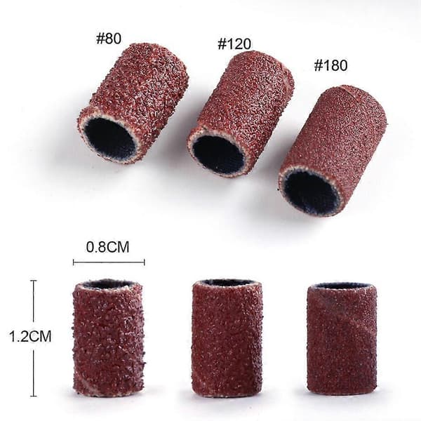 500 stk. slibebits ærmer manicure tilbehør, 180 grit slibebånd til manicure pedicure (5*neglebor), 1,2*0,8 cm