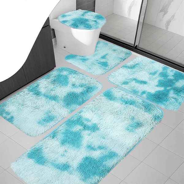 Blandede farver bademåtter 5 sæt badeværelsestæpper Light blue
