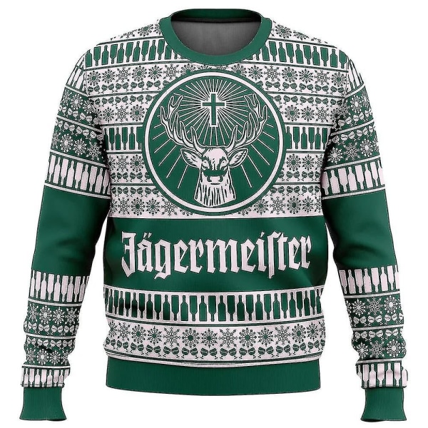 Bebetter Jagermeister Ugly Christmas Sweater Pullover Herr 3d Sweatshirt Toppar Höst- och vinterkläder i hög kvalitet