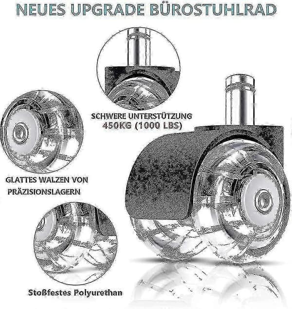 Kontorstolshjul (sæt med 5) 11 mm x 22 mm stang, passer perfekt til alle