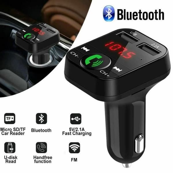 Bluetooth FM-sender - ZISONIX - Radioadapter - USB-oplader - MP3-afspiller - Håndfri
