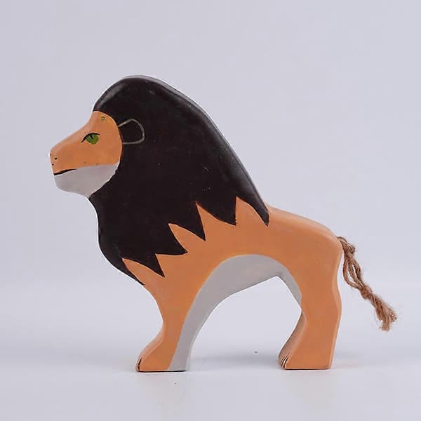 1 st trälejonfigur, statydekoration snidade hantverk