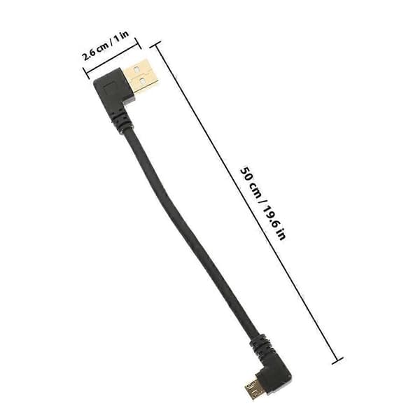 Micro USB-kabel Rätvinklig Micro USB-kabel för laddning 2 st adapter Black 50.00X2.60X0.70CM